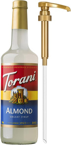 Torani Coffee Syrup, Almond Orgeat Flavored Syrup for Drinks, Glass Bottle with Pump Included, 25.4 Fl Oz