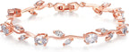 18k Yellow Gold-Plated Sterling Silver Diamond Accent Two-Tone Gemstone Tennis Bracelet Diamond Bangle Bracelet Rose Gold