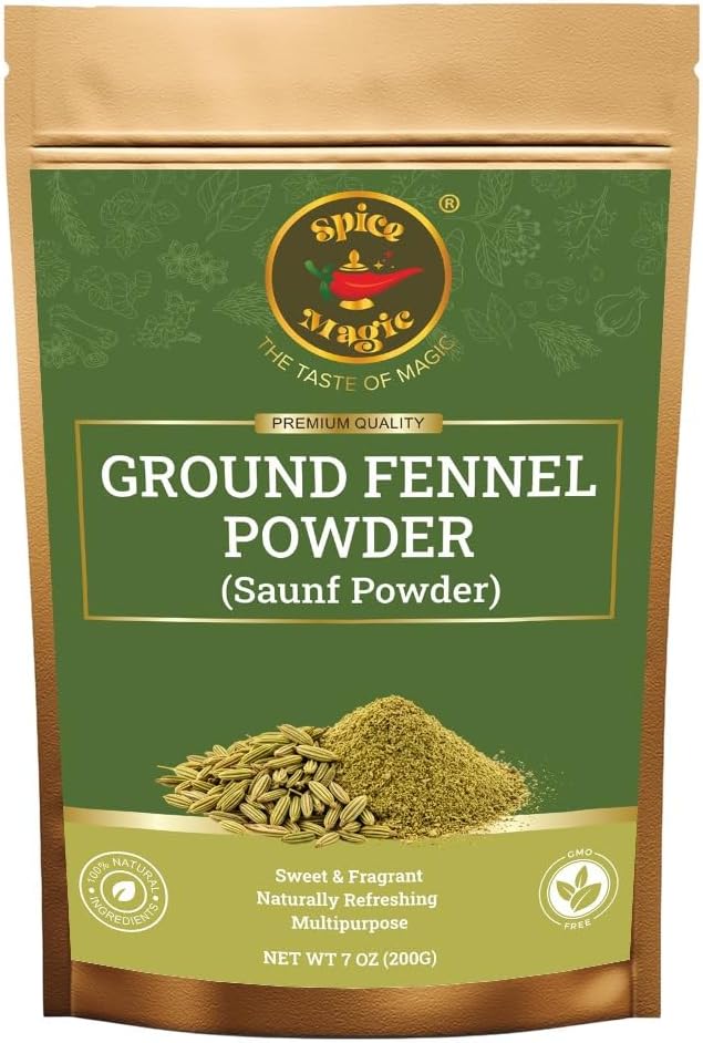 Spice Magic Fennel Ground 7 oz (200g) | Premium Aromatic Fennel Powder for Tea, Curry & Baking | Fresh, Clean & Flavorful.