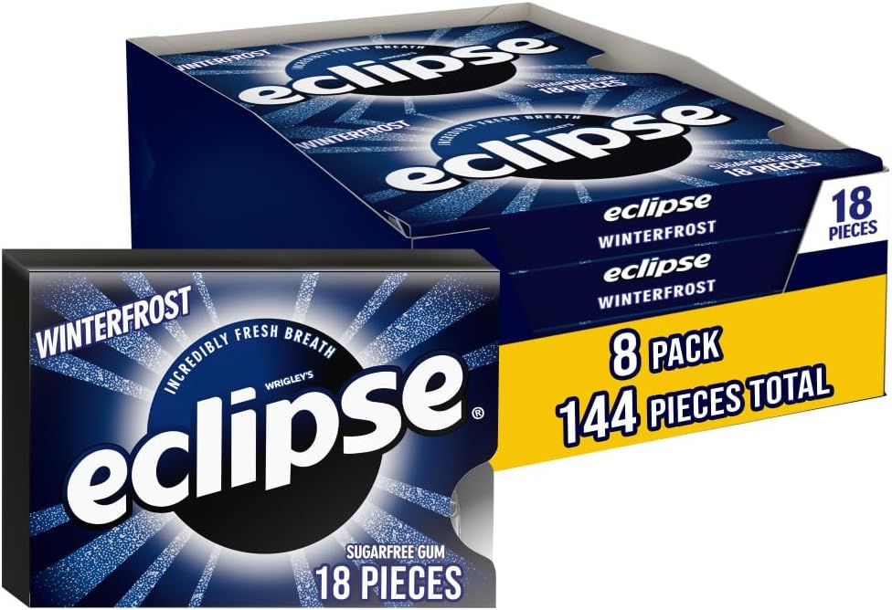 ECLIPSE Winterfrost Sugar Free Chewing Gum Bulk Pack, 18 Piece, (8 Pack)