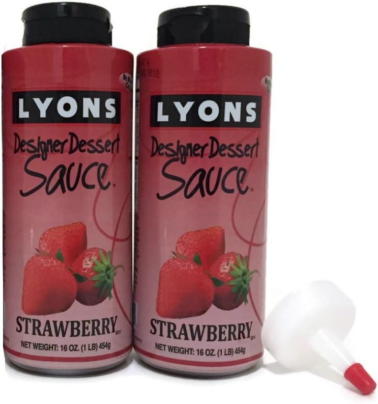 Lyons Gourmet Strawberry Dessert Syrup Bundle (Pack of 2) with Applicator Tip