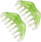 COMNICO Massage Comb, 2 PCS Jade Natural Guasha Scraping Scalp Comb Facial Care Massage Multifunctional Tool Gua Sha Comb Birthing Comb Massager for Head Caring Body Relaxing