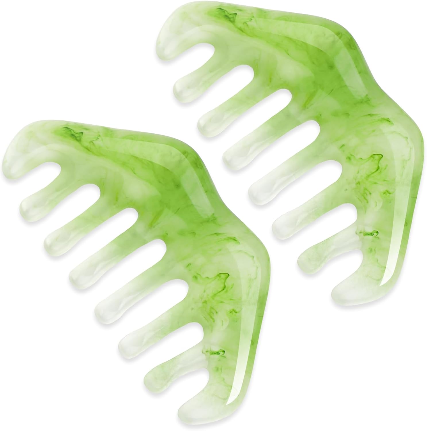 Massage Comb, 2 PCS Jade Natural Guasha Scraping Scalp Comb Facial Care Massage Multifunctional Tool Gua Sha Comb Birthing Comb Massager for Head Caring Body Relaxing