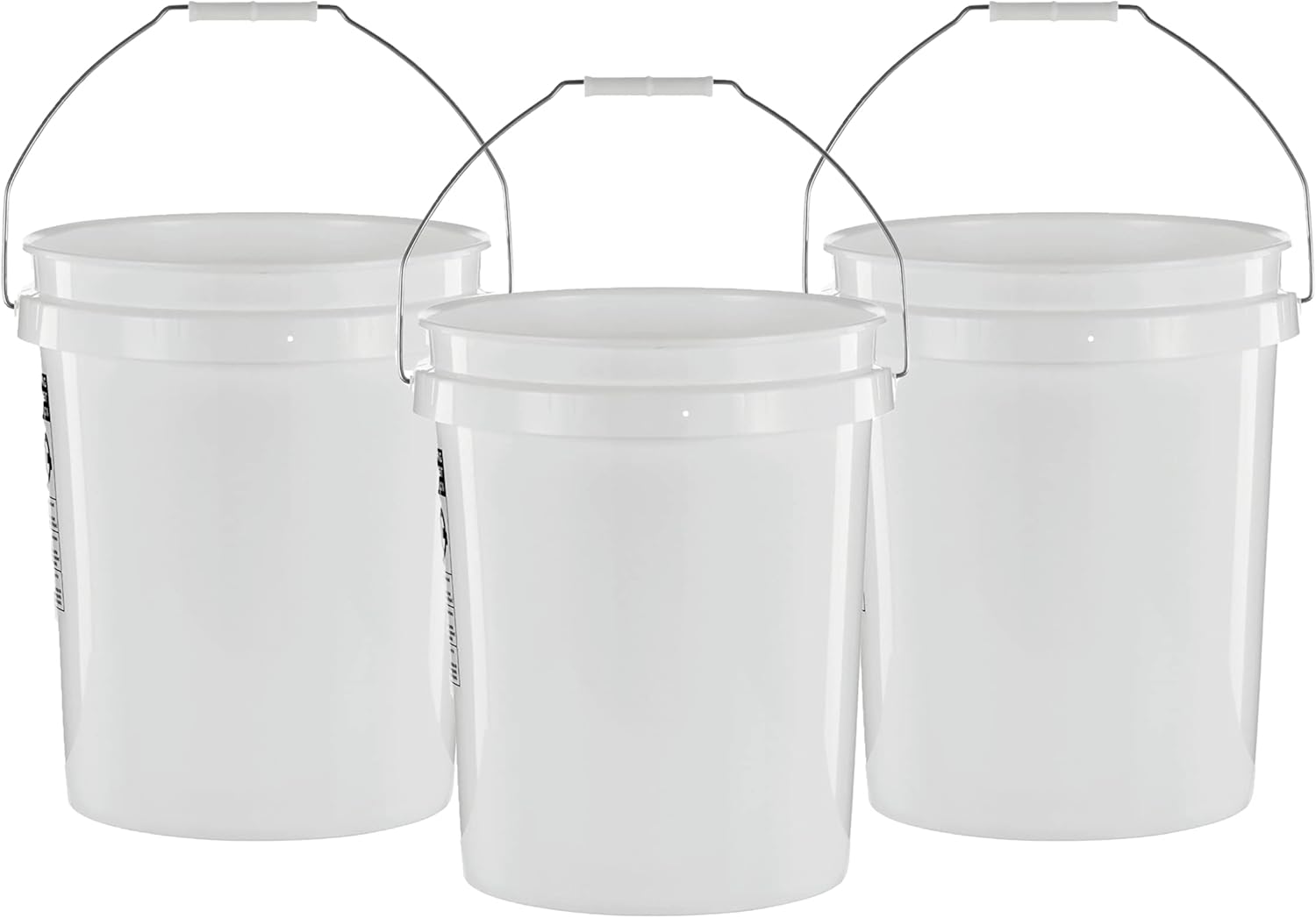 United Solutions 5 Gallon Bucket - 3 Pack, White, Heavy Duty BPA-Free Plastic Bucket, Comfortable Handle, Easy to Clean, Perfect for on The Job, Home Improvement, or Household Cleaning