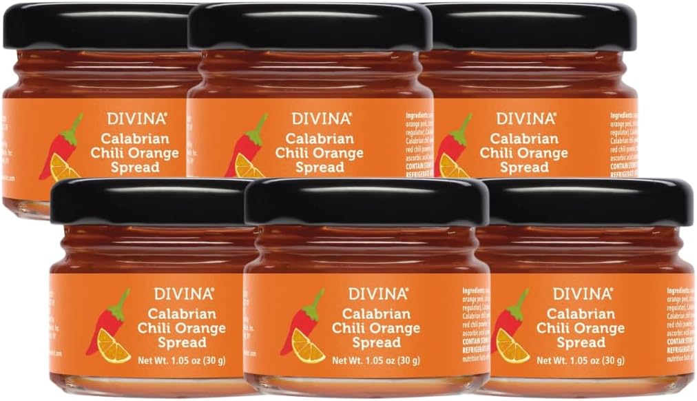 DIVINA Mini Calabrian Orange Chili Pepper Spread, 1.05 oz each (6-Pack)