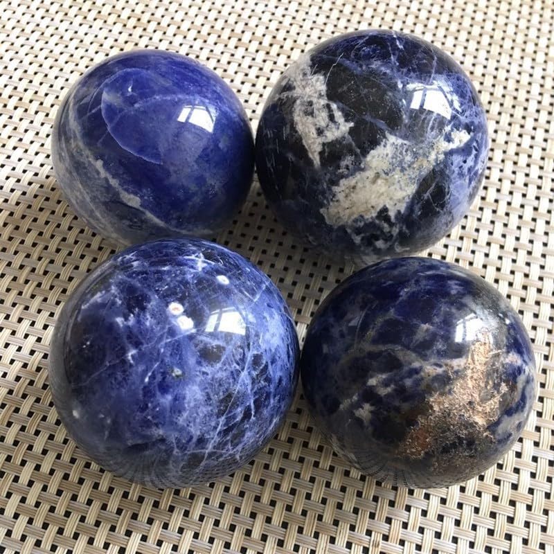 Natural Sodalite Sphere | Hand-Polished Blue Vein Stone Crystal Ball – Genuine Gemstone Orb for Home & Office Decor, Reiki Healing & Unique Mineral Collection 5-8cm