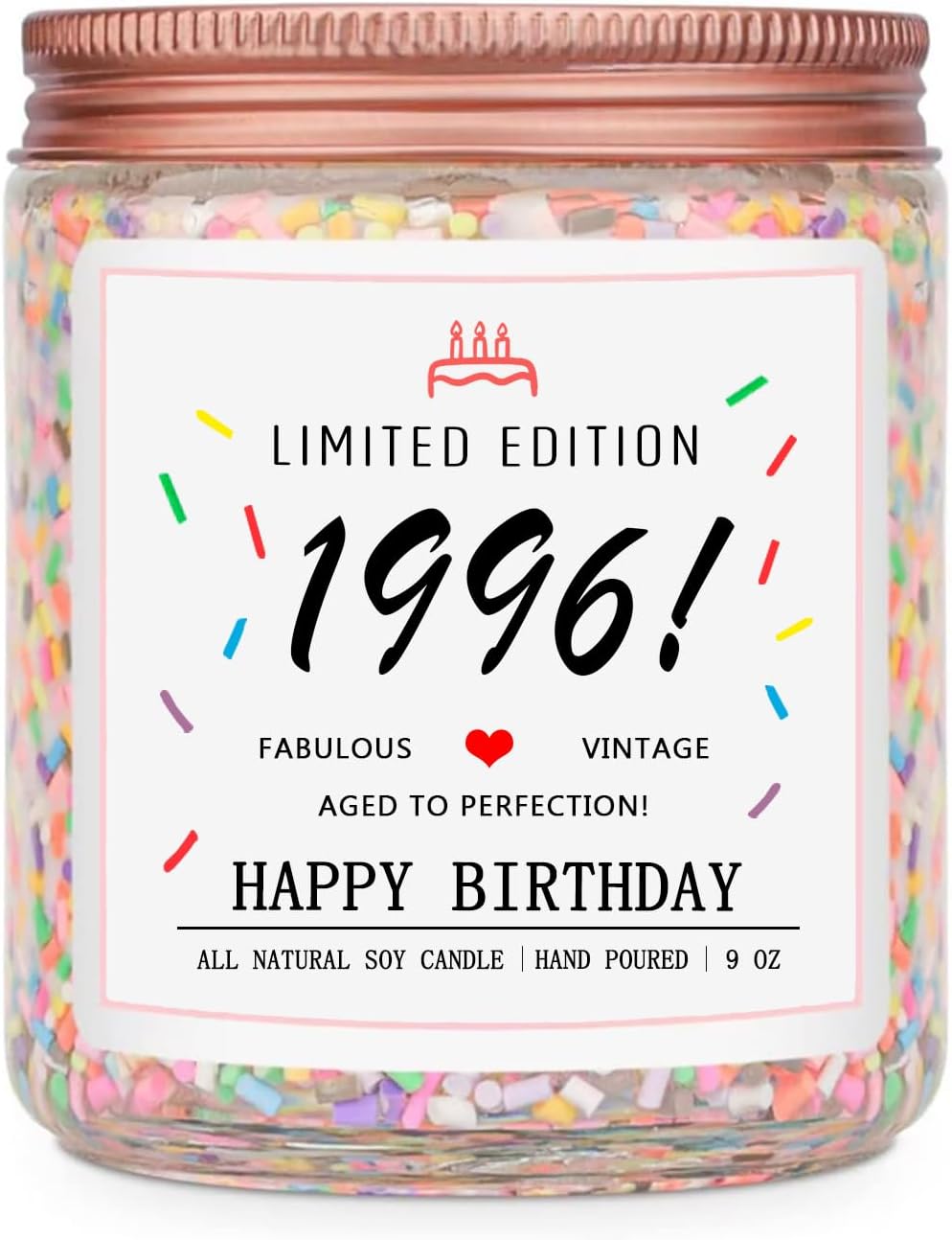 Homsolver 30th Birthday Gifts for Women Her, Decorations Gifts for 30 Year Old Woman, 30th Birthday Candles - Limited Edition 1996 Handmade (Vanilla Birthday Cake Scent with Sprinkles)
