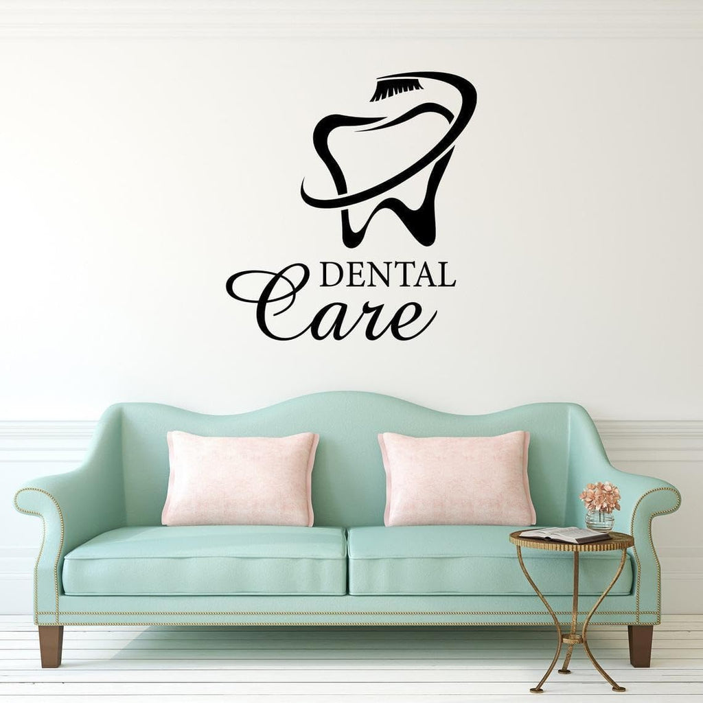 Dental Care Wall Sticker Dental Office Sign Wall Window Stickers Bathroom Dentist Clinic Decoration Removable 39x42cm