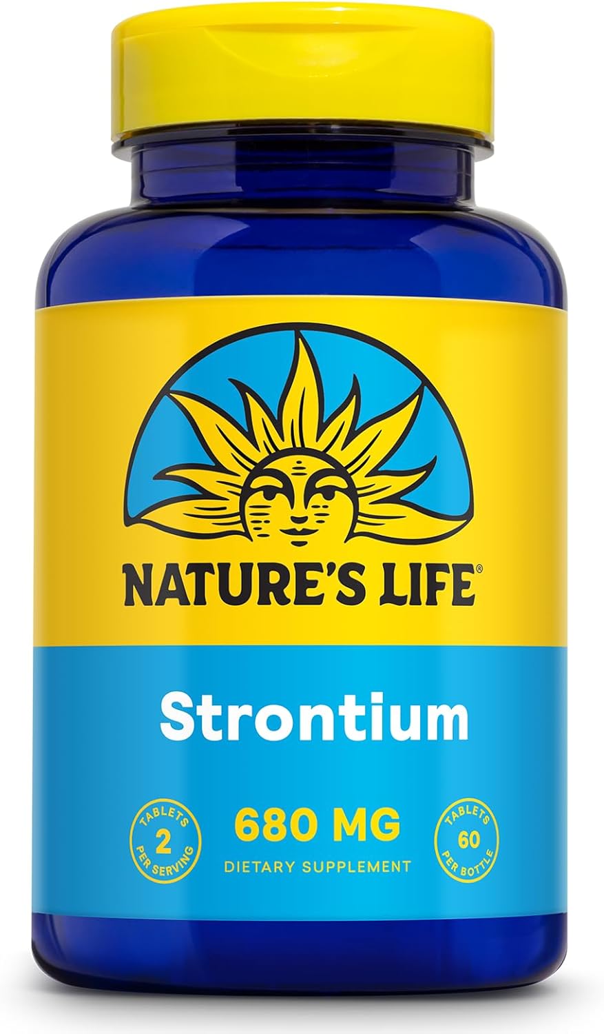 Nature's Life Strontium Citrate 680 mg Supplement for Men & Women - Trace Mineral Support for Bone Health, High Absorption Formula, Gentle Digestion - 60 Vegetarian Tablets