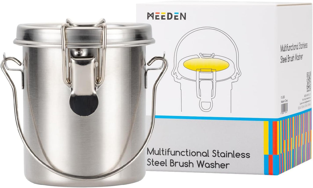 MEEDEN Portable Paint Brush Washer: Stainless Steel Artist Brush Cleaner for Oil & Acrylic Painting - Small