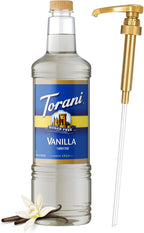 Torani Sugar Free Vanilla Syrup 1 Liter Bottle with Pump Dispenser – Zero Calorie Flavored Coffee Syrup for Lattes, Cold Brews, Teas, Cocktails & Desserts