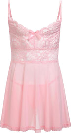 ABAFIP Men's Sissy Lingerie Crossdressing Nightwear Sheer Lace Mesh Nightdress Ruffle V-Neck Nightgown