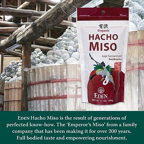 Eden Organic Hacho Miso, Traditionally Made in Japan, Soy, Koji, Rich in Umami, Dark Red, Aged 3 Years, Hatcho, 12.1 oz