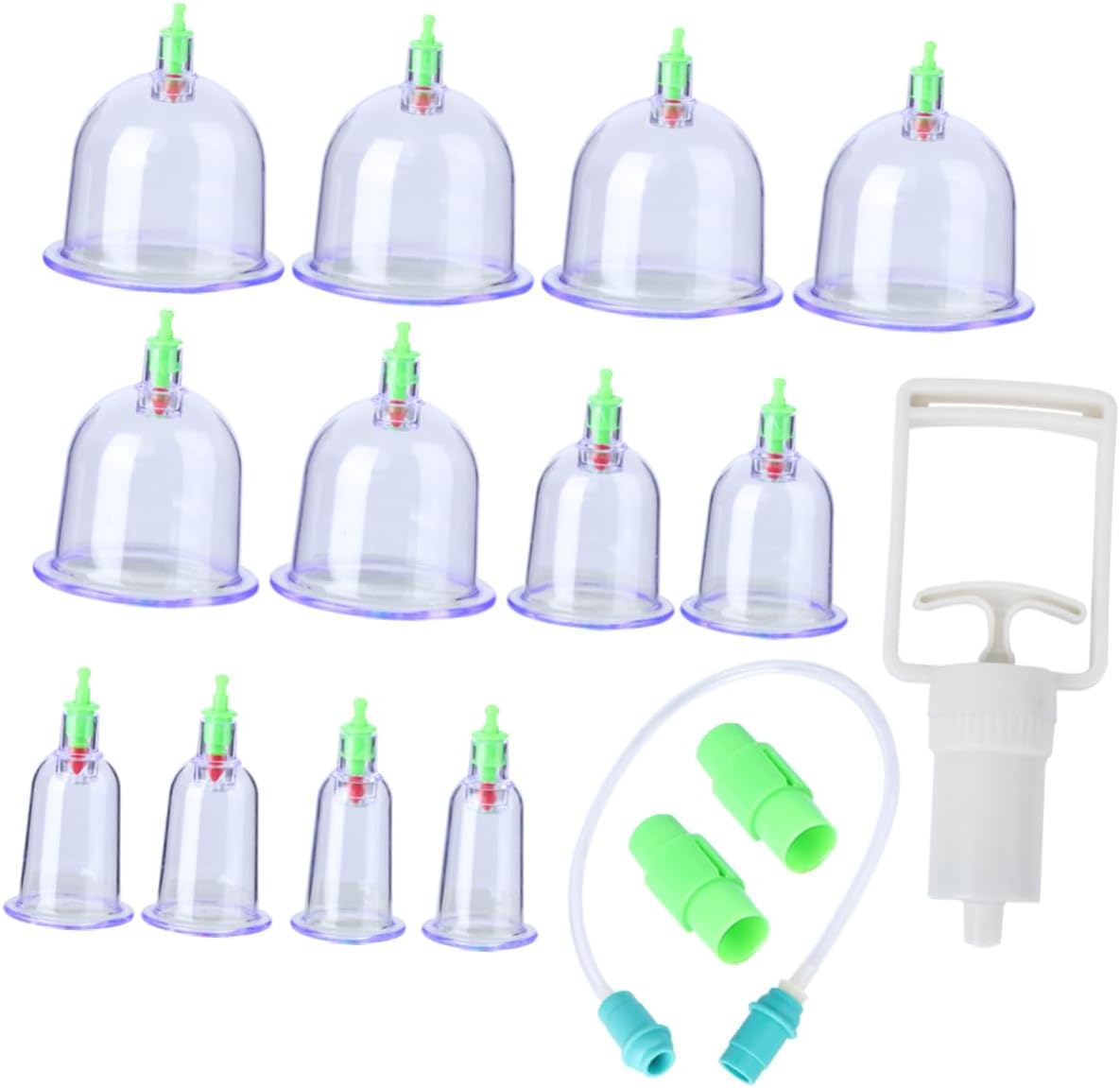 Beavorty 12Pcs Vacuum Cupping Set Traditional Chinese Therapy Device for Massage and Suction Treatment Durable Material Easy to Use for Care