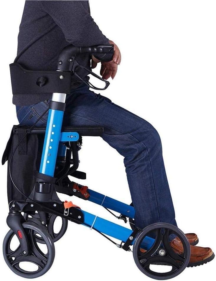 Mobility Aid with Seat Folding Trolley 4 Wheel Seniors Rolling - Mobility Aid for Adult, Senior, Elderly