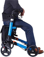 Mobility Aid with Seat Folding Trolley 4 Wheel Seniors Rolling - Mobility Aid for Adult, Senior, Elderly