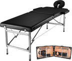 Massage Tables Portable 24" Wide Adjustable Folding Massage Bed, Lightweight Aluminum Esthetician Bed, Tattoo Chair for Client,Tattoo Table for Spa and Beauty Professionals (Black)