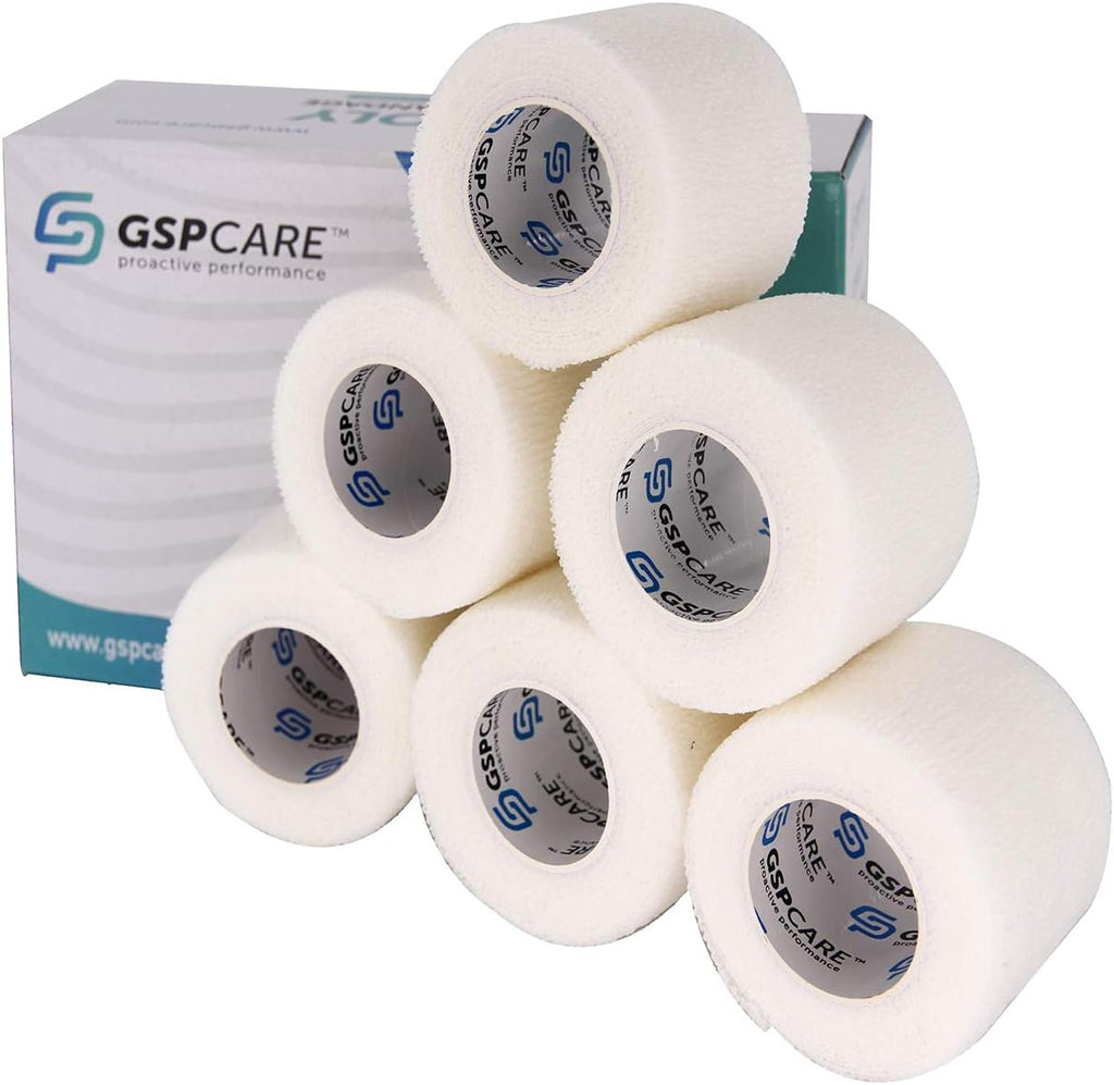Self Adherent Cohesive Bandages Wrap 6 Count 2" x 5 Yards, Medical Tape for People and Pets, Adhesive Flexible Breathable First Aid Non Woven Rolls, Stretch Athletic, Ankle Sprains & Swelling, Sports