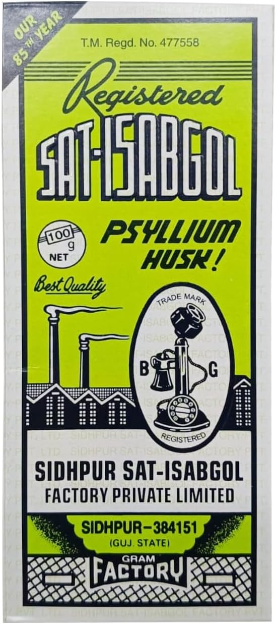 Pack of 1 - Telephone Brand Sat-Isabgol (Psyllium Husk) (100 Grams Each)