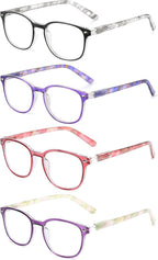 JM Reading Glasses Set of 4 Quality Spring Hinge Readers Men Women Glasses for Reading +0.5 Mix Color