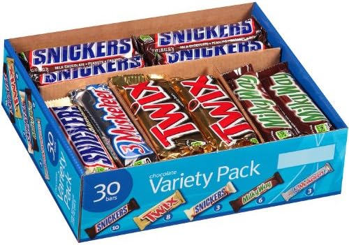 M&M Mars Chocolate Bar Variety Pack, 55 Ounce, 30 Count