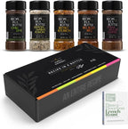 Spice Box Gift Set 5x 3oz Bottles | Premium Blends With Recipe Cards | Best Gift for Foodies | Recipe in a Bottle | Miniature Cooking Adventure in a Box | Simply Gourmet by Rivky Kleiman (Packaging may Vary)