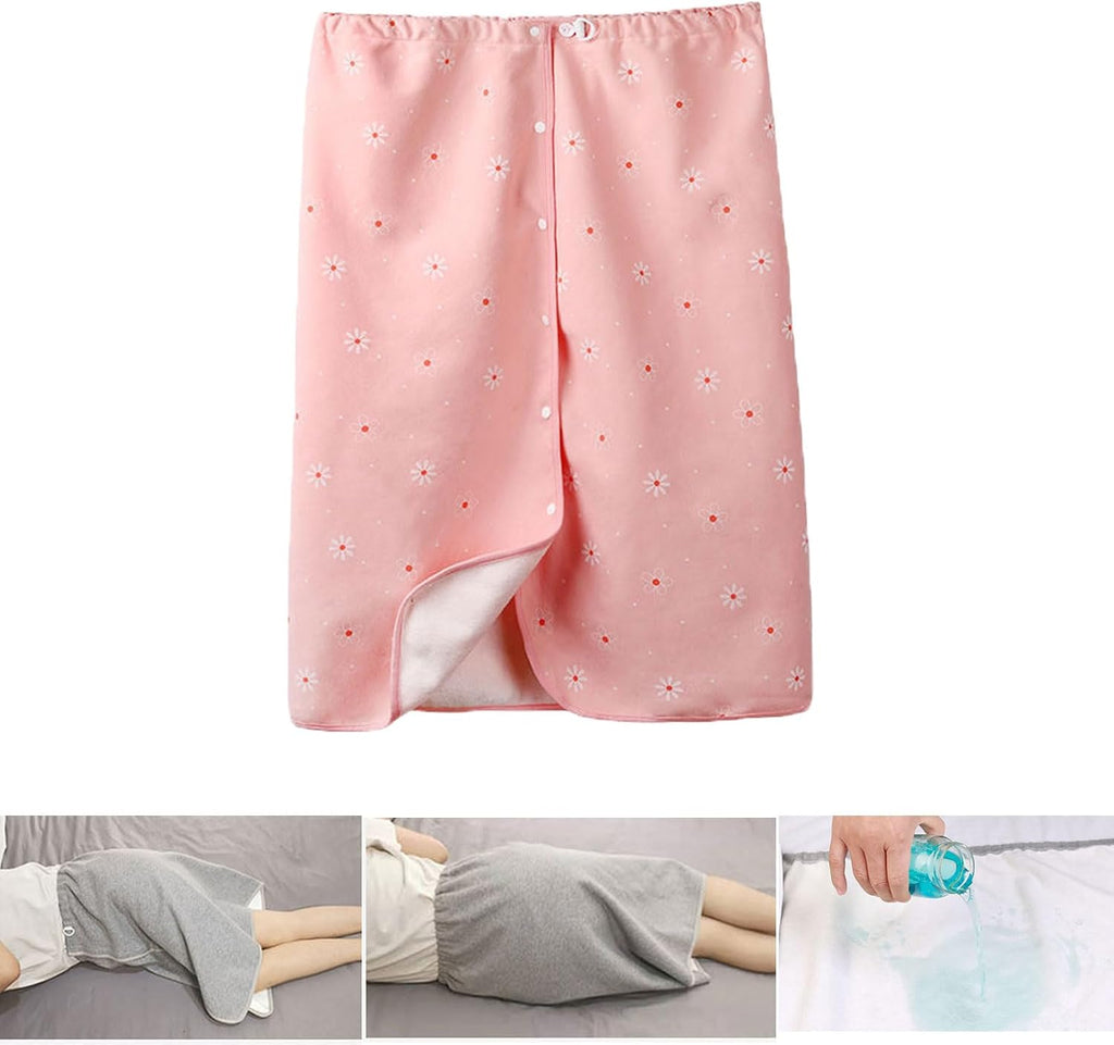 Yodilala Unisex Full Open Adult Diaper Skirt, Waterproof, Adjustable, Reusable Incontinence for Adults, Elderly, Children(Pink,XXL)