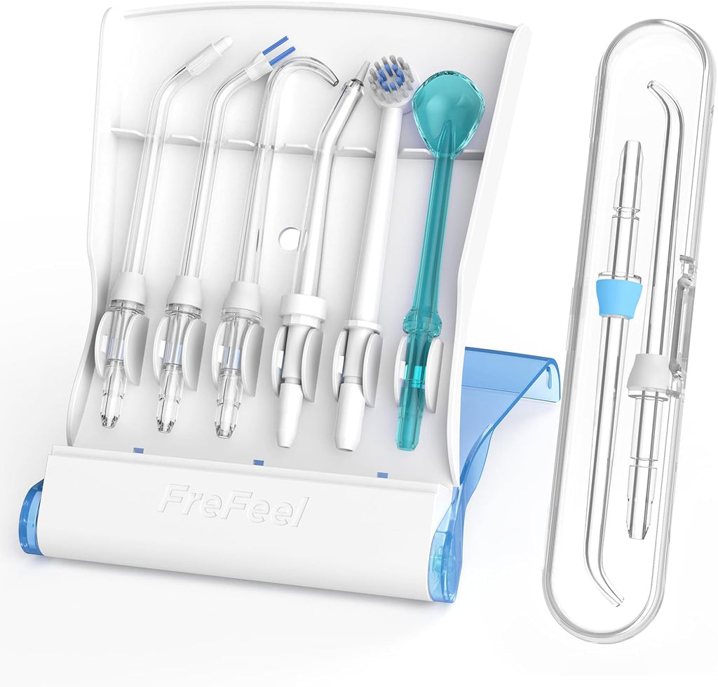 Replacement Heads for Waterpik, Replacement Picks for Water Pik Water Flosser (8 Tips Combo + Storage Case + Travel Case)