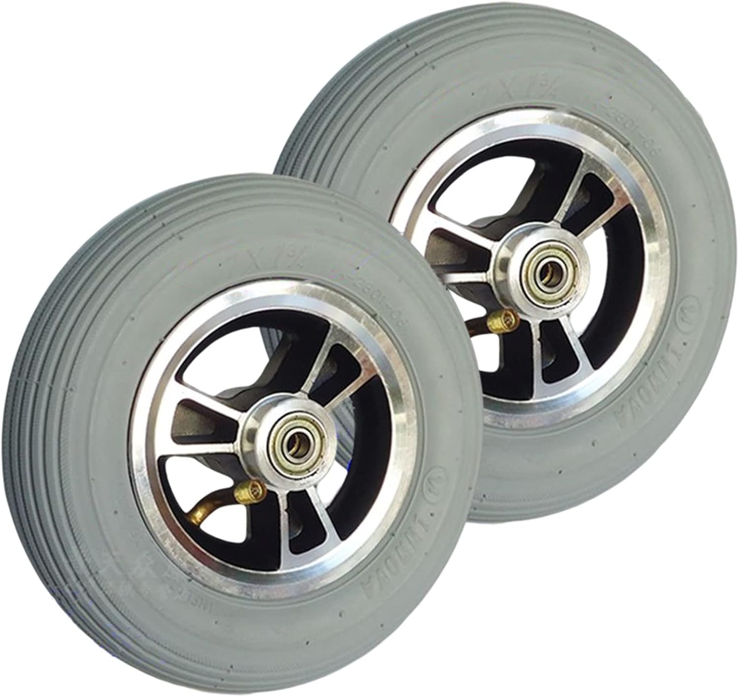 7×1 3/4 Pneumatic Wheels Castor for Wheelchairs, 7inch Non-Slip Front Wheels Replacement for Disabled Wheelchairs, 8mm Bearings, 2pcs