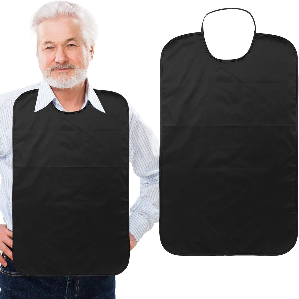Adult Bib Double Layer Stretchable Adult Bibs Waterproof Washable Clothing Protector Reusable Large Bibs Dining Clothing Protector for Men Women Elderly Senior Father's Day Gifts