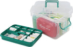 Vcansay Plastic Family First Aid Box with Double Layer and Handle, Emergency Medicine Box, Clear Container for Home, Car, Office, Travel & Outdoor Sports
