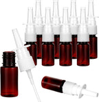 10 ml Nasal Spray Bottle 10Pcs Refillable Atomiser Spray Bottle Brown Plastic Empty Nasal Sprayer for Water Perfume Essential Oils Wound Disinfectant