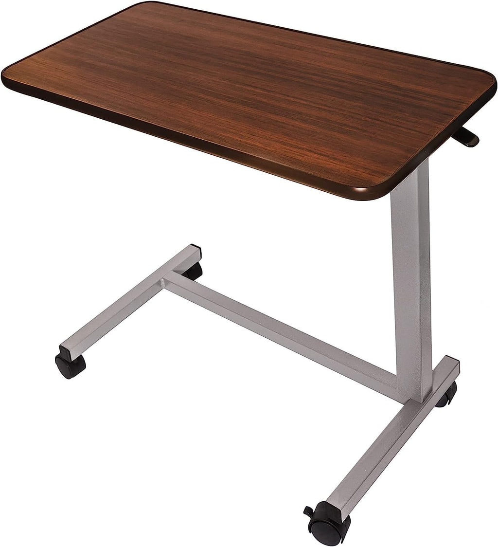 Vaunn Medical Adjustable Overbed Bedside Table with Wheels, 31W x 16"D