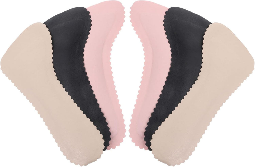 3 Pairs Self-Adhesive Anti-Slip High Heel Pads, Breathable Sweat-Absorbing Shoe Inserts for Women, Daily Use Foot Cushions in Pink, Black, and Beige