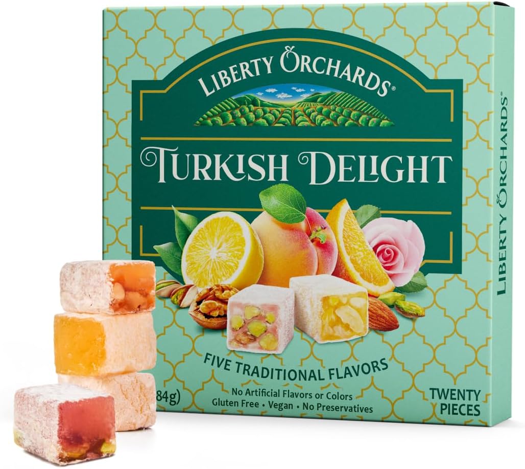 Liberty Orchards, Turkish Delight - Premium Chewy Gourmet Vegan Candy 10 Oz.