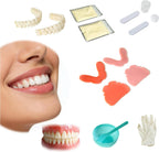 12-Piece DIY Denture Kit,2 sets (28 teeth per set) of false teeth in different sizes, for full or partial fake teeth,Includes all necessary materials for making top and bottom false teeth at home.