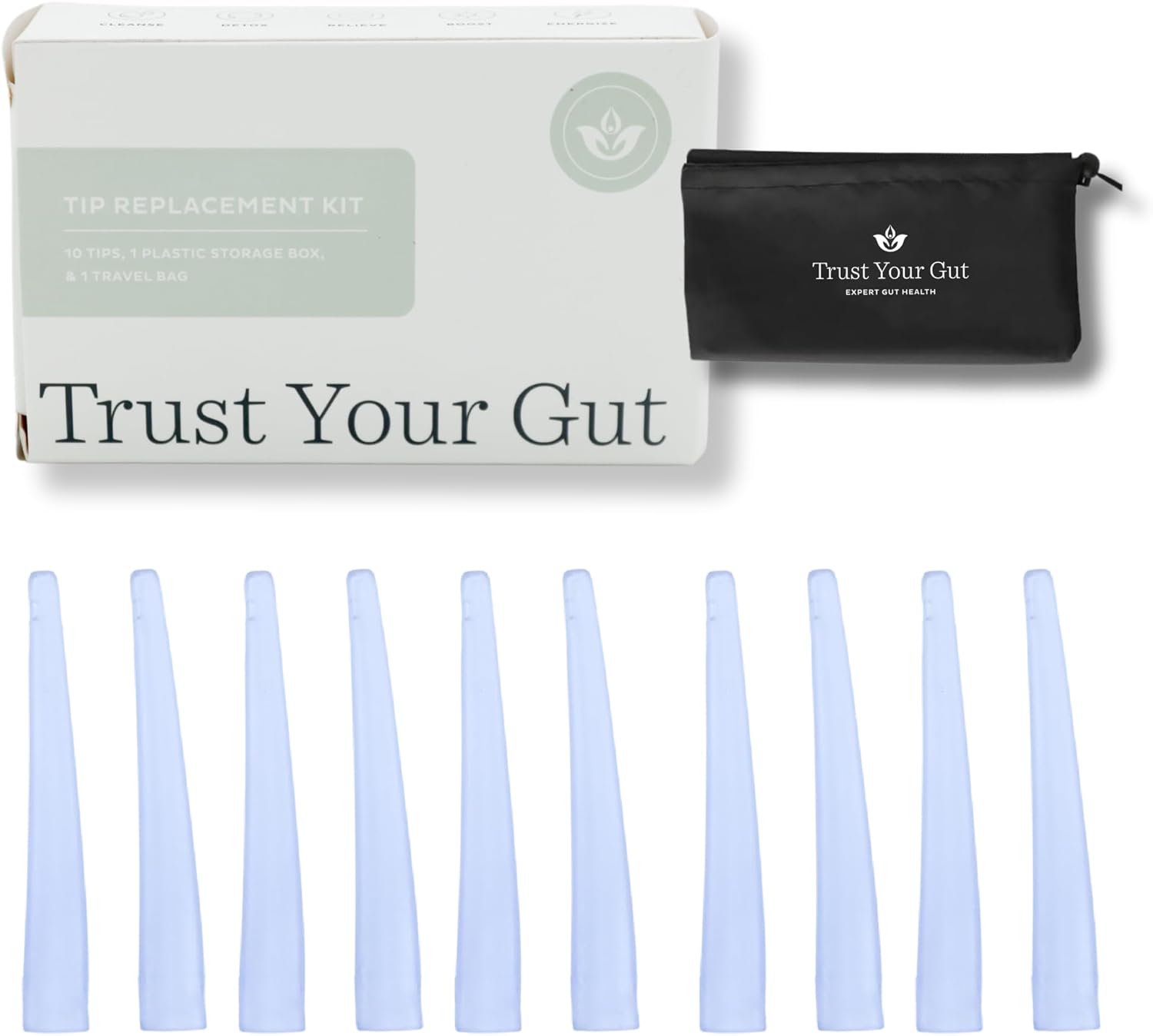 Trust Your Gut - Replacement Flexible Tips for Enema Kit - 10 Pack Set of Durable and Hygienic Tips for Enhanced Comfort and Precision and Colon Cleansing, Enema Accessories Nozzles