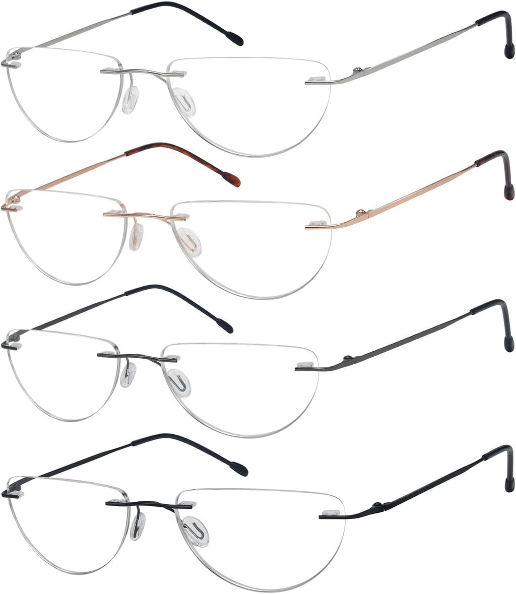 Eyekepper 4-pack Rimless Reading Glasses Lightweight Women Men Half Moon Readers +2.5