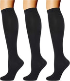 Double Couple 3 Pairs Compression Socks for Women Men 20-30mmhg Knee High Stocking for Sports Running Travel Nurses
