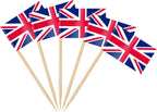 AhfuLife UK Flag Toothpick Flags Picks, 100/200 Pcs Small Tiny UK Cupcake Toppers Stick Flags Double-sided for World Cup, National Day, Birthday Party Decorations, Cake Flags