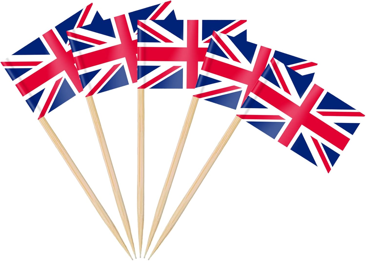 AhfuLife British Flag Toothpick, 200 Pcs Small UK Cupcake Toppers, UK Cocktail Picks Double-sided for World Cup Party Decorations, British Party Decorations