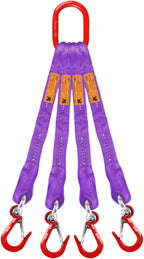 4 Legs Lifting Sling Straps with Hooks, 2T Polyester Strap Lifting Slings with Metal Lifting Ring, Rigging Strap for the Transport and Handling of Goods(6.56ft/2m)