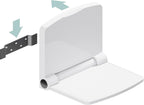 Bath Fold Down Shower Seat by INVISIA, Compact Folding Bench for Adults and Seniors - Wall Mounted Stainless Steel Bracket, ADA Compliant (440 lb. Capacity) - Mobility Aid in ABS Plastic White