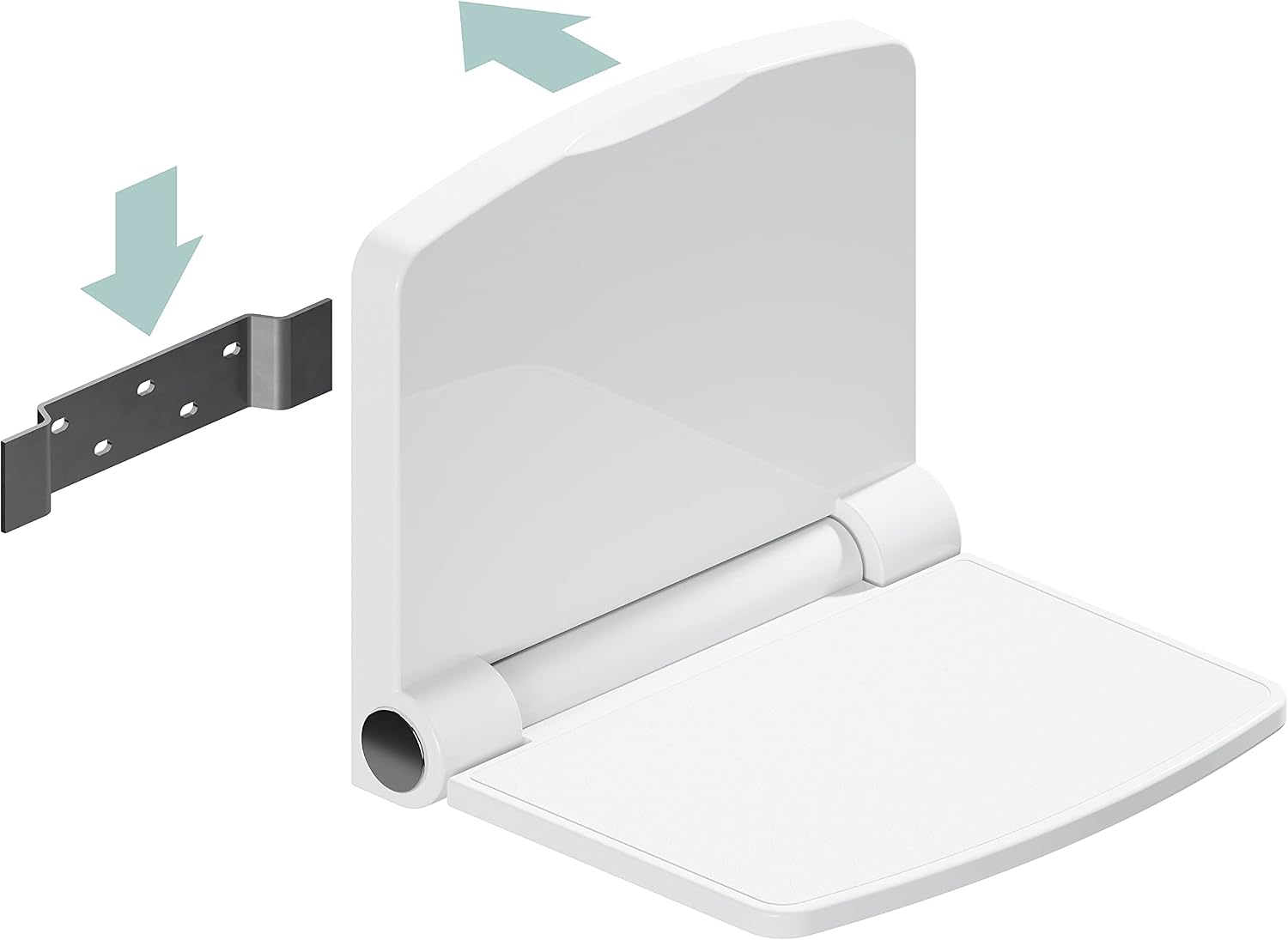 Bath Fold Down Shower Seat by INVISIA, Compact Folding Bench for Adults and Seniors - Wall Mounted Stainless Steel Bracket, ADA Compliant (440 lb. Capacity) - Mobility Aid in ABS Plastic White