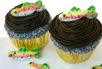 Mini Trout Fishing Pack- 12 pcs Edible Icing Cake Decoration Topper by BakersDozenToGo (Choose Style Below)