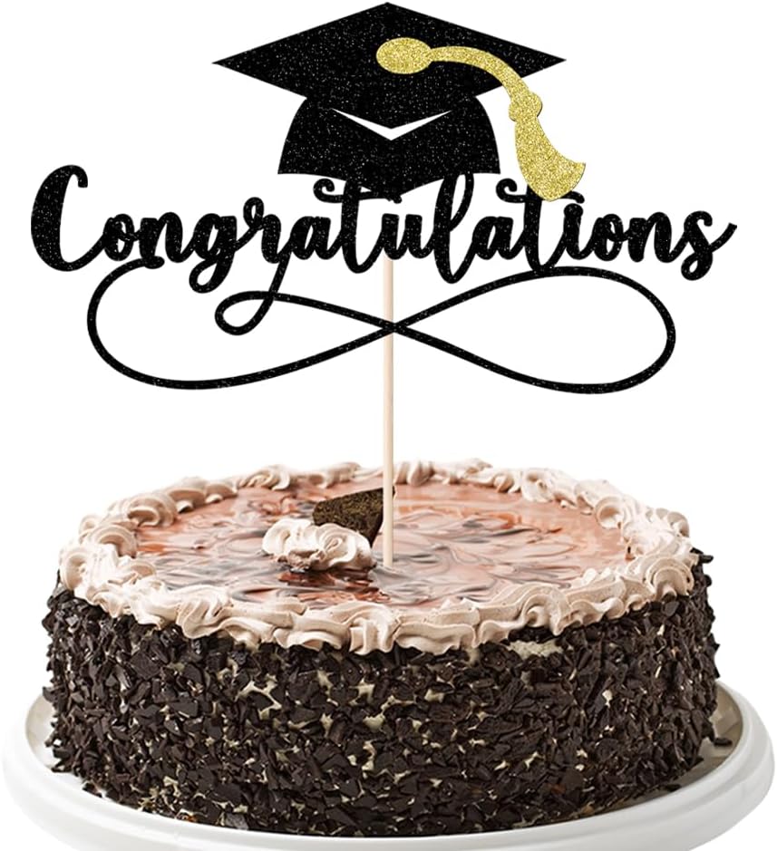 Congratulations 2026 Graduation Cake Topper,Congrats Grad Cake Decor - 2026 High School/College/Senior Graduation Party Decorations Supplies (Black Gold)