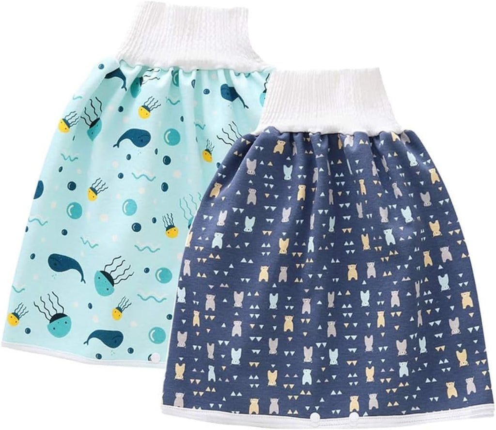 anso 2 Pack Baby Diaper Skirt Washable Toddler Potty Training Skirt Cotton Toilet Training Nappy Skirt