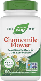 Nature's Way Chamomile Flower - 700 mg per 2-Capsule Serving- Traditional Calming Aid* - Herbal Supplement - Non-GMO Project Verified & Gluten Free - 100 Vegan Capsules