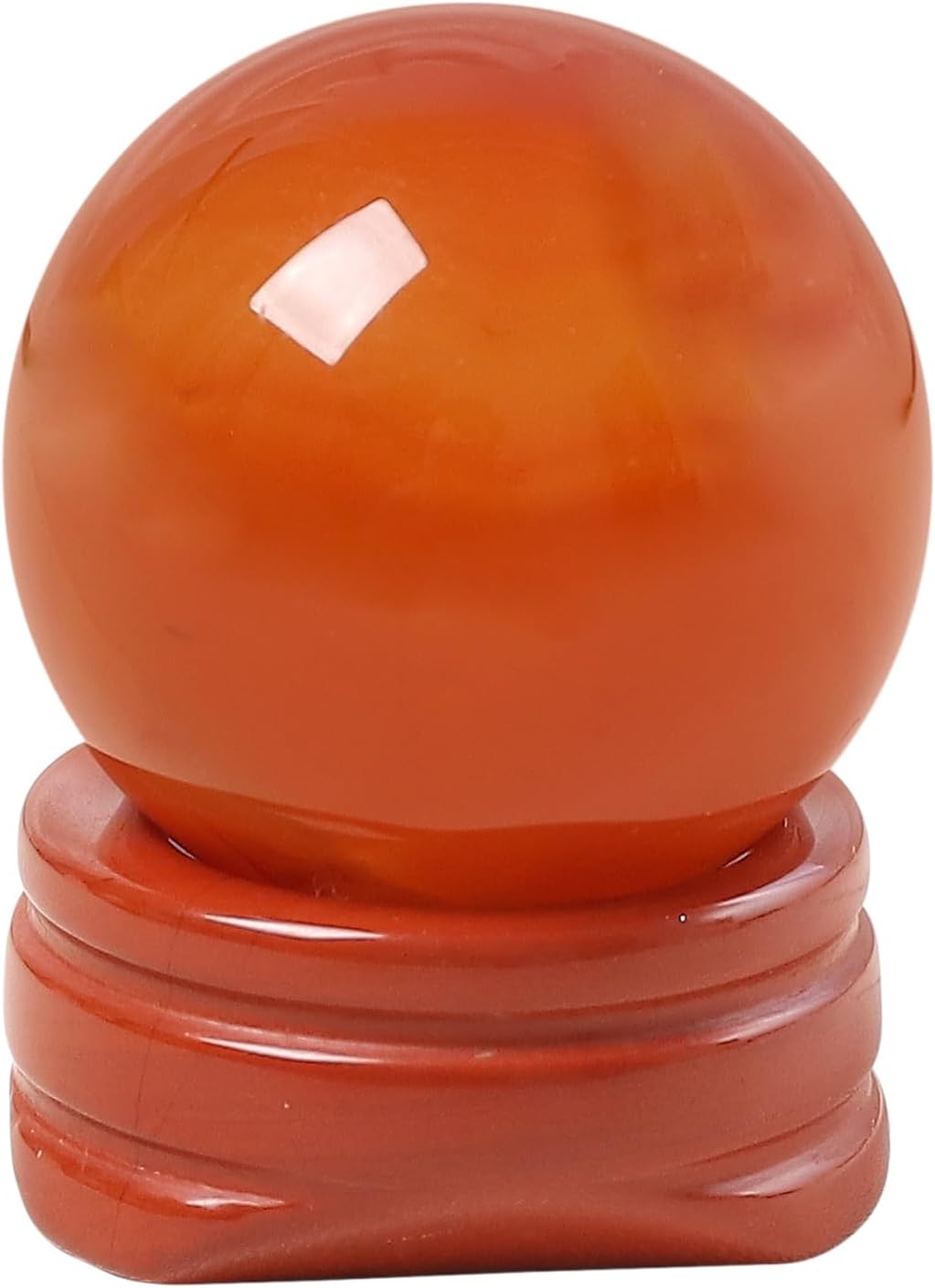 Natural Carnelian Ball with Red Jasper Stand, Healing Crystal Sphere for Home Fengshui Yoga Meditation, Reiki Energy Balancing 1.18”(30mm)