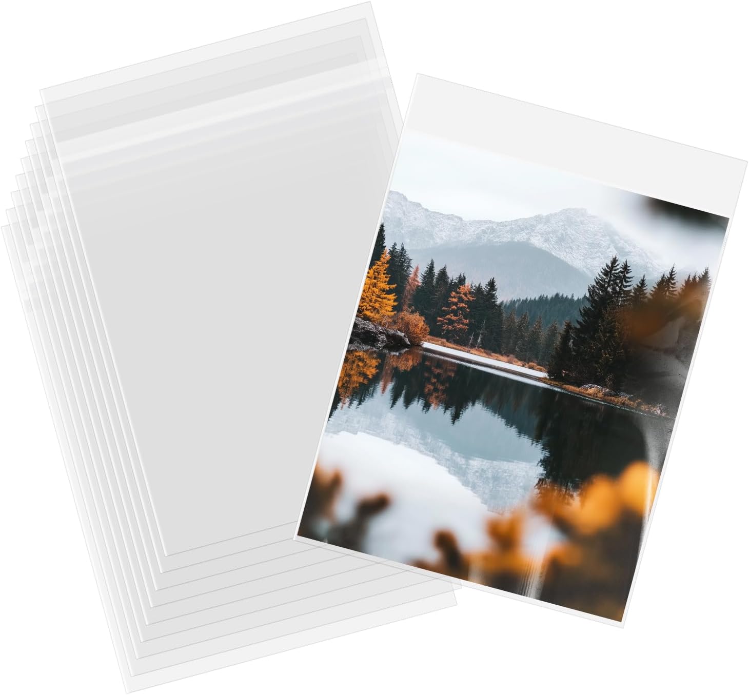 AUEAR 100Pack 9"x11" Clear Plastic Sleeves, Acid Free 1.6Mil Crystal Resealable Bags for 8.5x11 Photos, Art Prints, Papers